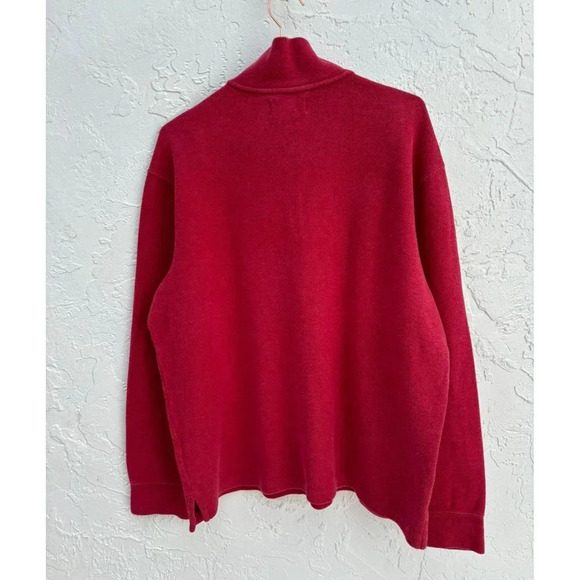 Ralph Lauren Mens Pullover Long Sleeve Mock Neck Quarter Zip Sweater Red Sz L - Picture 2 of 8